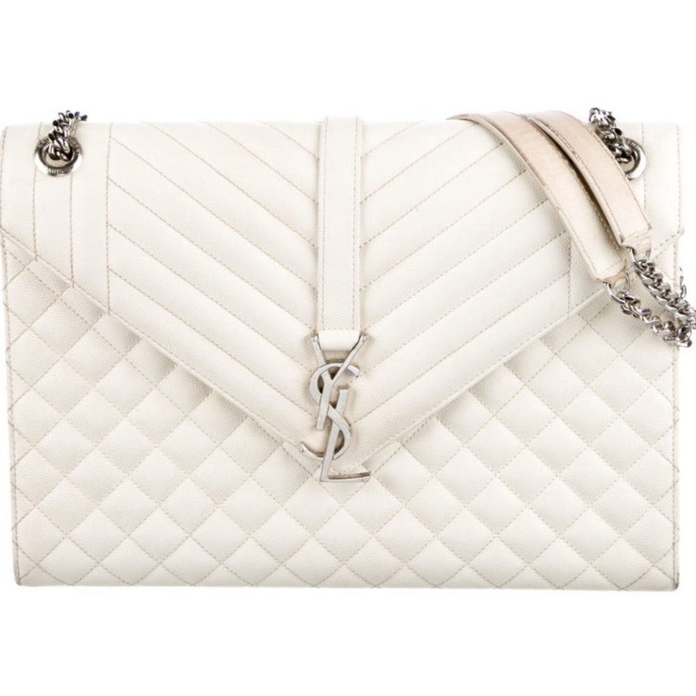 YSL Large Grain Se Poudre Matelasse Chevron Shoulder Bag